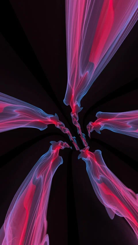 Abstract Neon Energy Vortex With Red and Blue Light Smoke Trails vertical vid Stock Footage 340924773