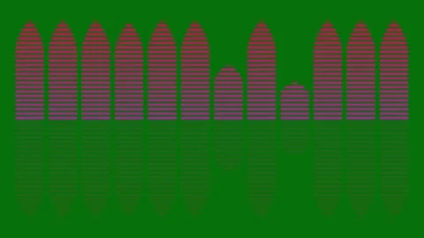 Abstract Neon Equalizer Bars with Rhythmic Sound Wave Motion on Green 4K Stockbeeldmateriaal 345929391