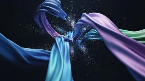Abstract Neon Fabric Waves Stock Footage 324807566
