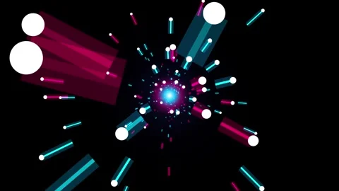 Abstract neon flight through glowing cylinder shapes in dark space with dyn.. Vidéo 345896325