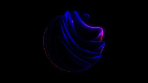 Abstract Neon Flowing Shape with Light on Dark Background Stock Illustration