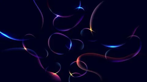 Abstract neon fluid background with glowing liquid orbs and futuristic purp.. Stock Illustration