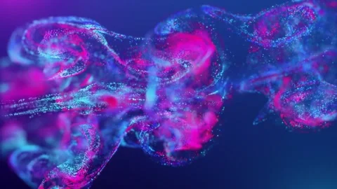 Abstract Neon Fluid Particles Animation. Shining Pink and Blue Dust. Vídeos de archivo 172241472