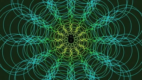 Abstract Neon Fractal Geometry Pattern Visualization on Dark Background Stock Footage 342093966
