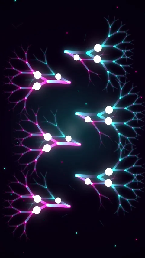 Abstract Neon Fractal Tree Structures Glowing in Deep Space Stock Footage 346205079