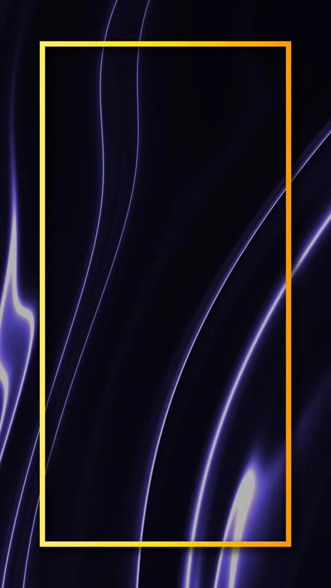 Abstract Neon Frame with Flowing Purple Light on Dark Background. Stockbeeldmateriaal 339216078
