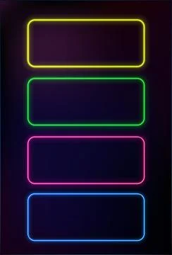 Abstract Neon Frame Template on Dark Background Vector Illustration Illustrazione stock