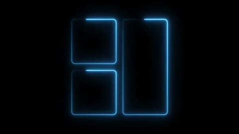 Abstract neon frames glow on black background for graphic overlay elements Stock Footage 308713040