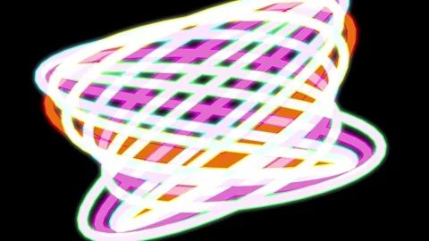 Abstract Neon Geometric 3D Rotation Animation Loop Stock Footage 345730116