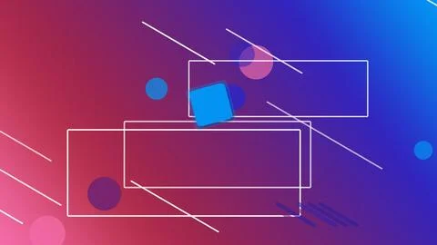 Abstract neon geometric frames float over a vibrant purple and pink backgro.. Stock Illustration