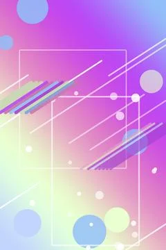 Abstract neon geometric frames float over a soft purple and teal gradient, .. Stock-Illustration