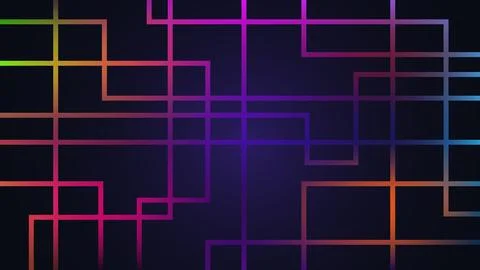 Abstract neon geometric grid background with glowing multi colored lines an.. 스톡 일러스트