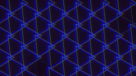 Abstract neon geometric grid pattern with glitch effect, futuristic background Stock Footage 330086699