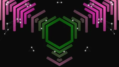 Abstract Neon Geometric Hexagon Loop Vidéo 331549332