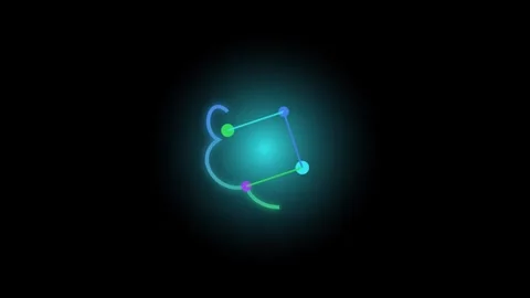 Abstract neon geometric loading animation with pulsing glowing nodes and Stock Footage 338188926