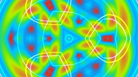 Abstract neon geometric pattern background, psychedelic liquid glow wave ar.. Stock Footage 339502076