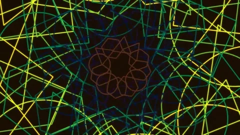 Abstract neon geometric pattern background loop, futuristic fractal digital.. Stock Footage 342158211