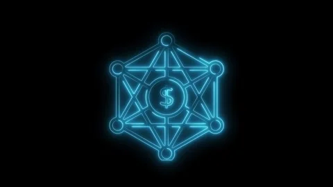 Abstract neon geometric pattern featuring dollar symbol on dark background .. Stock Footage 309908460