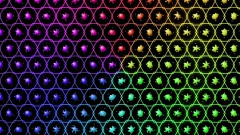 Abstract neon geometric pattern moving on black background. Stock Footage 345502391