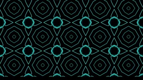 Abstract neon geometric patterns with teal lines against a black background.. Stock Footage 320304752