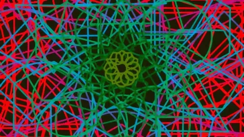 Abstract neon geometric plexus background pattern on black Stock Footage 342157904