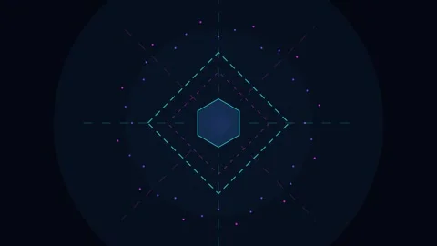 Abstract Neon Geometric Prism Grid Loop Background Stock Footage 334699708
