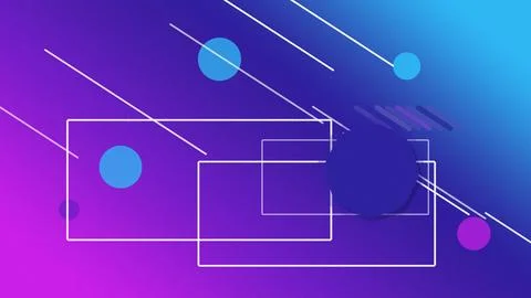 Abstract neon geometric rectangles and lines in blue and purple create a fu.. Stock Illustration