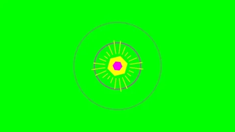 Abstract neon geometric shape centered on a vivid green chroma key background Stock Footage 340905269