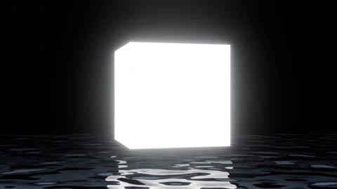 Abstract neon geometric shape flying on water surface Stock Footage 265971622
