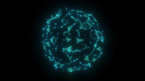 Abstract neon geometric sphere. World Wide Web. Seamless loop. Stock Footage 153867207