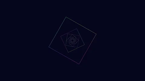 Abstract neon geometric squares rotating on dark background, seamless motion Vídeos de archivo 330060613