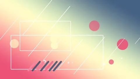 Abstract neon geometry with thin outlined frames, diagonal streaks and soft.. Stock Illustration