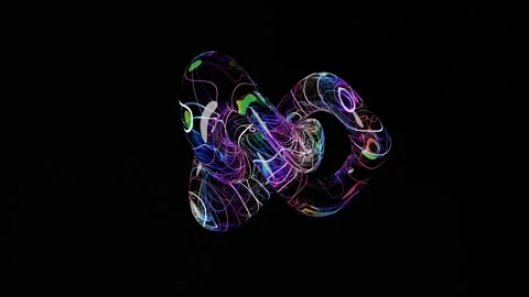 Abstract neon glass 3d shape rotate on a black background. Seamless looping.. Stock Footage 317945795