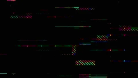 Abstract Neon Glitch Bars and Lines Animation, Futuristic Digital Texture 库存影片 333144423