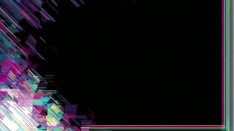 Abstract neon glitch border frame with black copy space, hand drawn digital.. Stockbeeldmateriaal 342045200