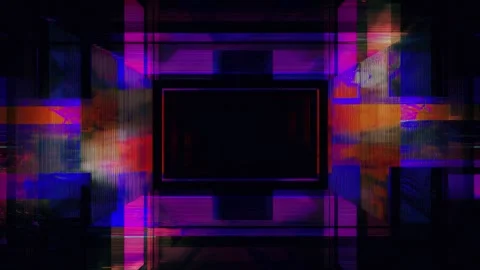 Abstract neon glitch frame border with central copy space and seamless loop Stock-Footage 342043307