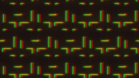 Abstract neon glitch pattern background with red green light bars in motion Stock Footage 330087567