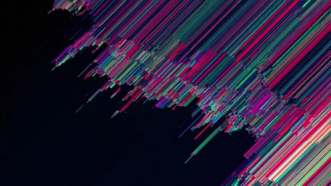 Abstract neon glitch streak background, diagonal digital motion, seamless loo Video stock 342045173
