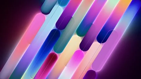 Abstract neon glow background with rounded glass lines Cyberpunk tech wallpaper Illustrazione stock