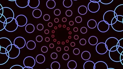Abstract neon glow circle patterns on dark background for technology and en.. Stock Footage 340377836