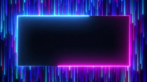 Abstract neon glow frame and rain of particles and bright neon lines Stock Footage 261049489