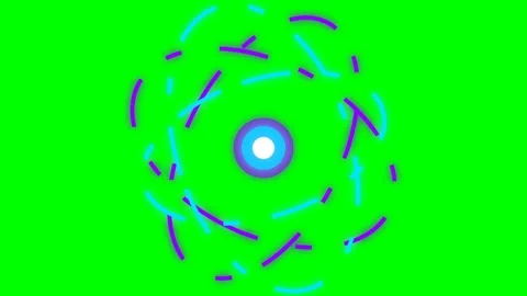 Abstract neon glow particles spinning around a central bright white core Stock Footage 340904619