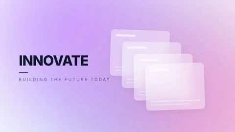 Abstract Neon Glow Presentation Elements on Soft Pink Gradient Background Stock Footage 336805039