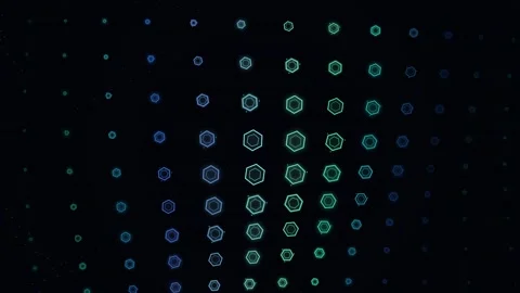 Abstract neon glowing background pattern, vibrant digital equalizer visualize Stock Footage 346001215