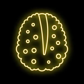Abstract neon glowing brain icon on black background Stock Illustration