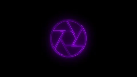 Abstract neon glowing camera shutter icon animation. Neon red line camera s.. 스톡 동영상 340089775