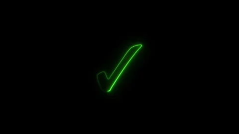 Abstract neon glowing check mark icon animation select right yes sign check.. Stock Footage 310611708