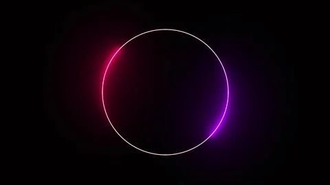 Abstract neon glowing circle frame seamless loop animation in pink purple light Stock Footage 335691302