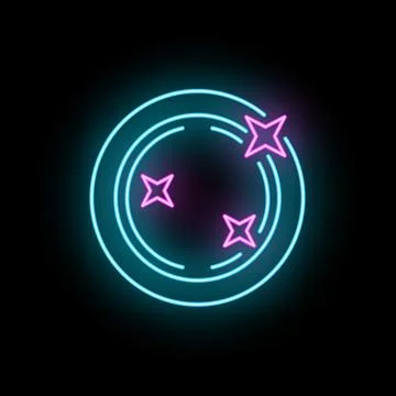 Abstract neon glowing circle with sparkling stars Stock Illustration