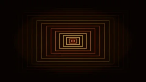 Abstract Neon Glowing Concentric Squares Pattern Animation on Black Backgroun Stock Footage 336836876